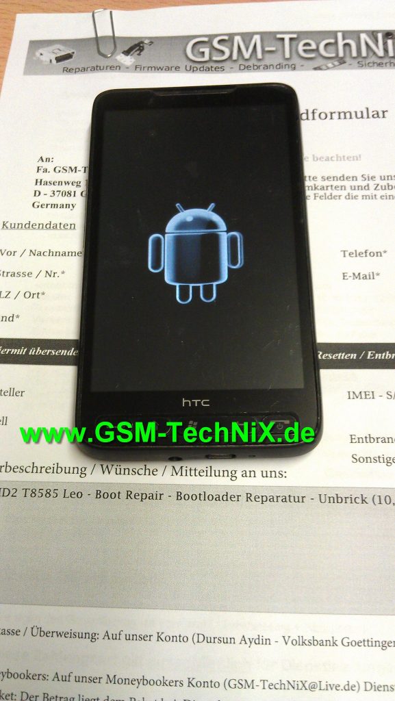 GSM TechNIX - HD2 Reparatur Erfolgreiche Bootloader Reparatur